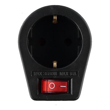 GRENPROPP VOLTOMAT 1 SCHUKO 250V, MED STRÖMBRYTARE JORDAD SVART