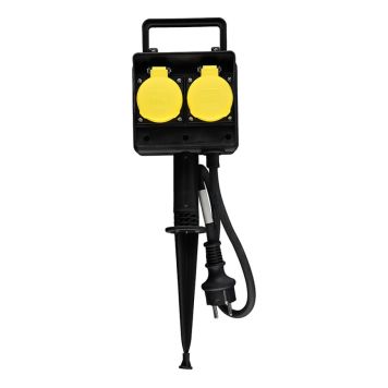 GRENUTTAG VOLTOMAT SVART 2-VÄGS JORDAD IP44