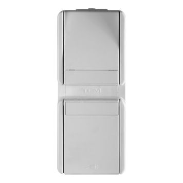 VÄGGUTTAG TEM SCHUKO VERTIKAL 16A IP44 VIT