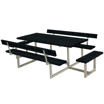 TRÄDGÅRDSMÖBEL PLUS BORD/BÄNKSET BASIC EXTRA 2 RYGGSTÖD SVART