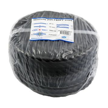 MINIRULLE POLY ROPES POLYSOFT SVART Ø12MM 20M