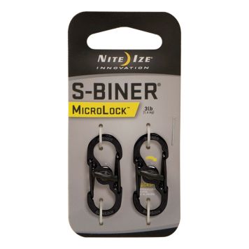 S-KARBINHAKE MED MICROLOCK STÅL SVART 2ST/FP