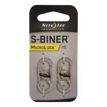 S-KARBINHAKE MED MICROLOCK STÅL SILVER 2ST/FP