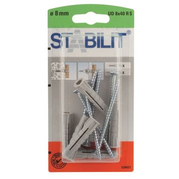 UNIVERSALPLUGG MED SKRUV STABILIT UD R 8X40MM 6PACK