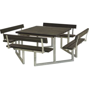 TRÄDGÅRDSMÖBEL PLUS BORD/BÄNKSET TWIST MED 4 RYGGSTÖD PLAST 227X227X76/45CM