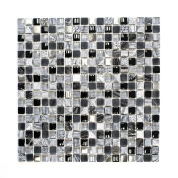 MOSAIK WELSCHEIT SQUARE GLAS/STEN GRÅ 30,5X30,5CM PRIS PER ARK
