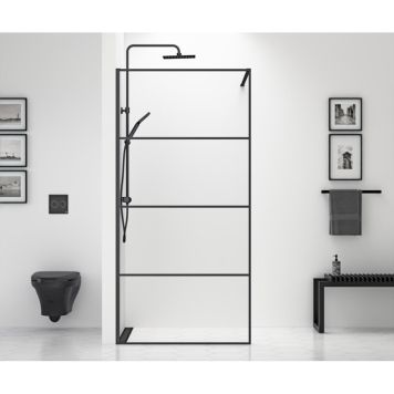 DUSCHVÄGG GUSTAVSBERG SQUARE SVART MED SPRÖJS 90CM