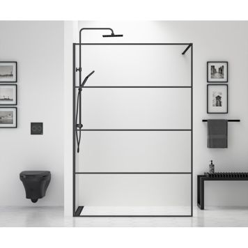 DUSCHVÄGG GUSTAVSBERG SQUARE SVART MED SPRÖJS 120CM