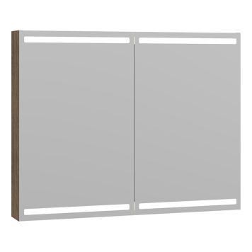 SPEGELSKÅP SCANBAD LEVEL MED BELYSNING BRUN EK 100 CM