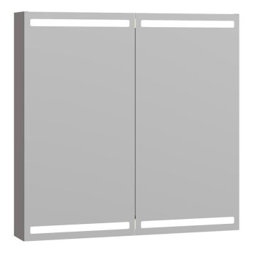 SPEGELSKÅP SCANBAD LEVEL MED BELYSNING GRÅ MATT 80 CM