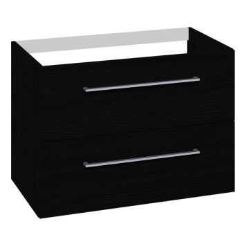 TVÄTTSTÄLLSSKÅP SCANBAD MULTO 2 LÅDOR MED UTSKÄRNING FÖR AVLOPP I GOLV/VÄGG SVART 80 CM