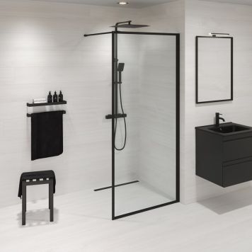 DUSCHVÄGG CAMARGUE FRAME RAK SVART 90CM