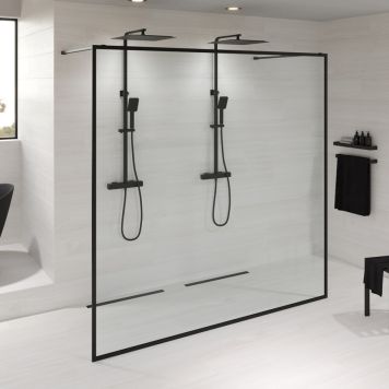 DUSCHVÄGG CAMARGUE FRAME RAK SVART 200CM