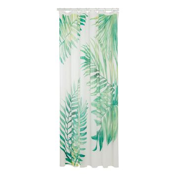 DUSCHDRAPERI SEALSKIN LEAVES 180X200CM GRÖN/VIT