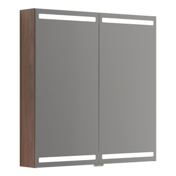 SPEGELSKÅP SCANBAD LEVEL MED BELYSNING BRUN EK 80CM