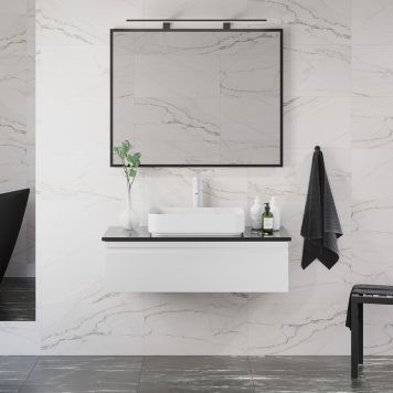 KOMMODPAKET CAMARGUE IQ+ VIT MATT BÄNKSKIVA SVART 100 CM