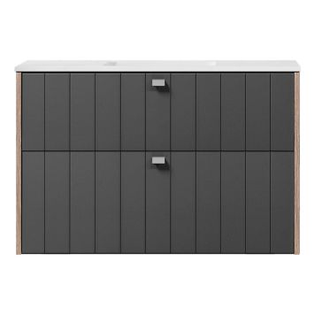 TVÄTTSTÄLLSSKÅP SWEBAD VEMDALEN GRAFIT/EK 100CM