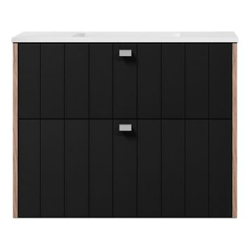 TVÄTTSTÄLLSSKÅP SWEBAD VEMDALEN SVART/EK 80CM