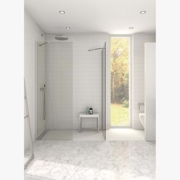 DUSCHVÄGG SCANBAD MATCH FAST SATIN/FROSTAT GLAS 100 CM