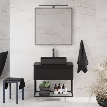 KOMMODPAKET CAMARGUE IQ+ MED HYLLA SVART MATT 80 CM