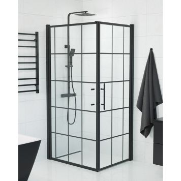 DUSCHHÖRNA CAMARGUE SKÄRGÅRD SVART RAM DÖRR/VÄGG 80X100CM