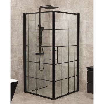 DUSCHHÖRNA CAMARGUE SKÄRGÅRD SVART RAM DÖRR/VÄGG 100X100CM