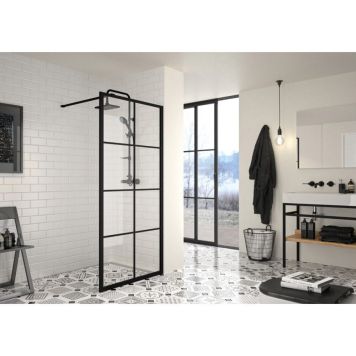 DUSCHVÄGG CAMARGUE FRAME MED SVARTA SPRÖJS 100 CM