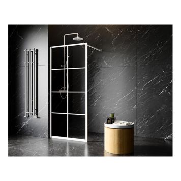 DUSCHVÄGG CAMARGUE FRAME MED VITA SPRÖJS 90 CM