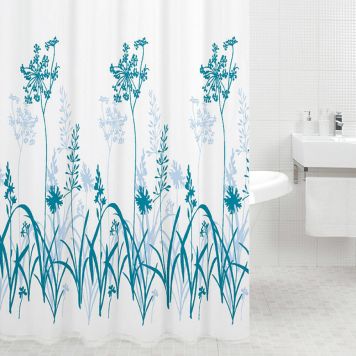 DUSCHDRAPERI PLANTS BLÅ 120X200CM