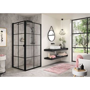 DUSCHHÖRNA CAMARGUE FRAME FAST MED SVARTA SPRÖJS 80X90CM