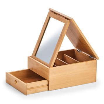 FÖRVARINGSASK ZELLER MED SPEGEL 25X19X11,2CM BAMBU