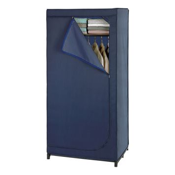 KLÄDGARDEROB WENKO BUISNESS TEXTIL MED HYLLA 75X160X50CM BLÅ