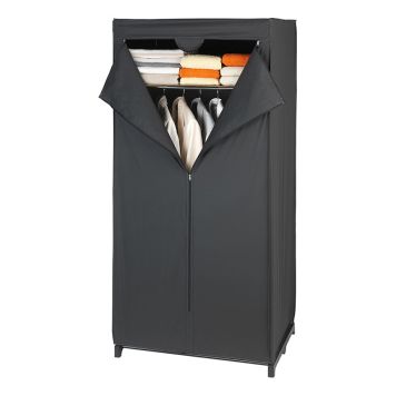 KLÄDGARDEROB WENKO FLEECE MED HYLLA 75X160X50CM SVART