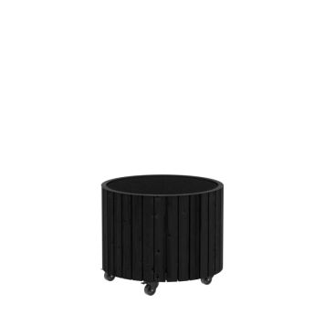 PLANTERINGSLÅDA PLUS CIRCLE M/HJUL THERMOWOOD Ø55X45CM SVART