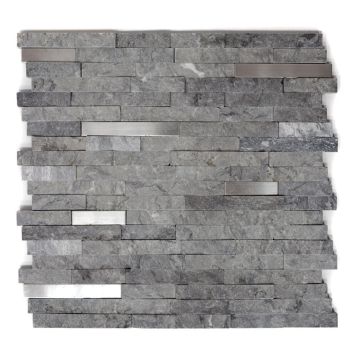 MOSAIK BRICK SPLITFACE GREY WITH STEEL XNC 3D25 PRIS/ARK