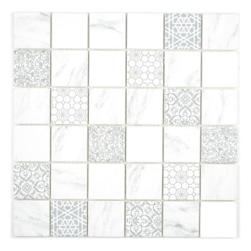 MOSAIK GLAS CARRARA VIT/GRÅ 30X30CM PRIS PER ARK