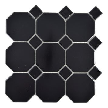 MOSAIK OCTA SVART MATT 9,7/3,4 CM PRIS PER ARK