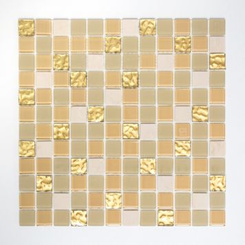 MOSAIK WELSCHEIT SJÄLVHÄFTANDE GULD/VIT/MATT 2,3X2,3 CM PRIS PER ARK