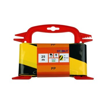 AVSPÄRRNINGSBAND 80MM 25M GUL/SVART