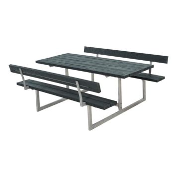 TRÄDGÅRDSMÖBEL PLUS BORD/BÄNKSET BASIC RETEX 2 RYGGSTÖD 177X75CM GRÅ   