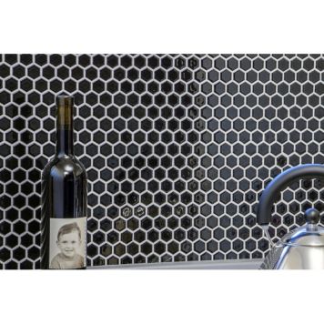 MOSAIK HEXAGON SVART BLANK 2,3X2,3CM PRIS PER ARK