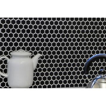 MOSAIK HEXAGON SVART MATT 2,3X2,6CM PRIS PER ARK