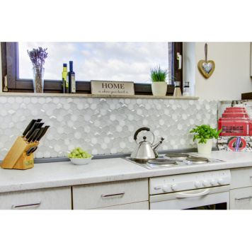 MOSAIK WELSCHEIT HEXAGON CRYSTAL/STONE 3D VIT 26X30CM PRIS PER ARK