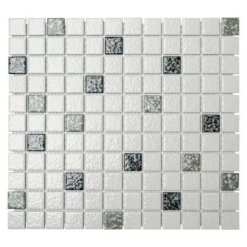MOSAIK CLASSIC VIT/GRÅ/SVART BLANK 30,5X30,5CM PRIS PER ARK
