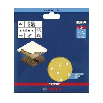 SLIPSET BOSCH EXC 125MM MULTIHÅL 6PACK