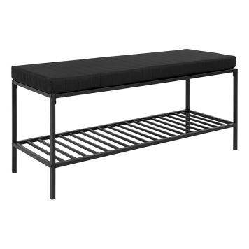 BÄNK LILA MED HYLLA SVART