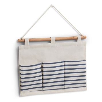 FÖRVARINGSPÅSE ZELLER STRIPES CREAM/BLÅ 35X25,5 CM