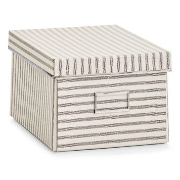 FÖRVARINGSLÅDA ZELLER STRIPES KARTONG BEIGE 28X21 CM