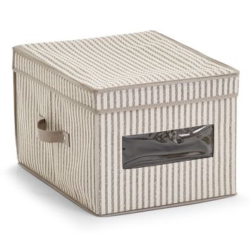 FÖRVARINGSLÅDA ZELLER STRIPES FLEECE BEIGE 30X39,5 CM