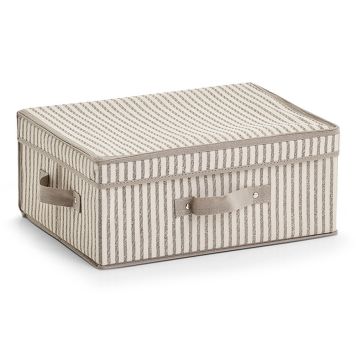 FÖRVARINGSLÅDA ZELLER STRIPES FLEECE BEIGE 38X29 CM